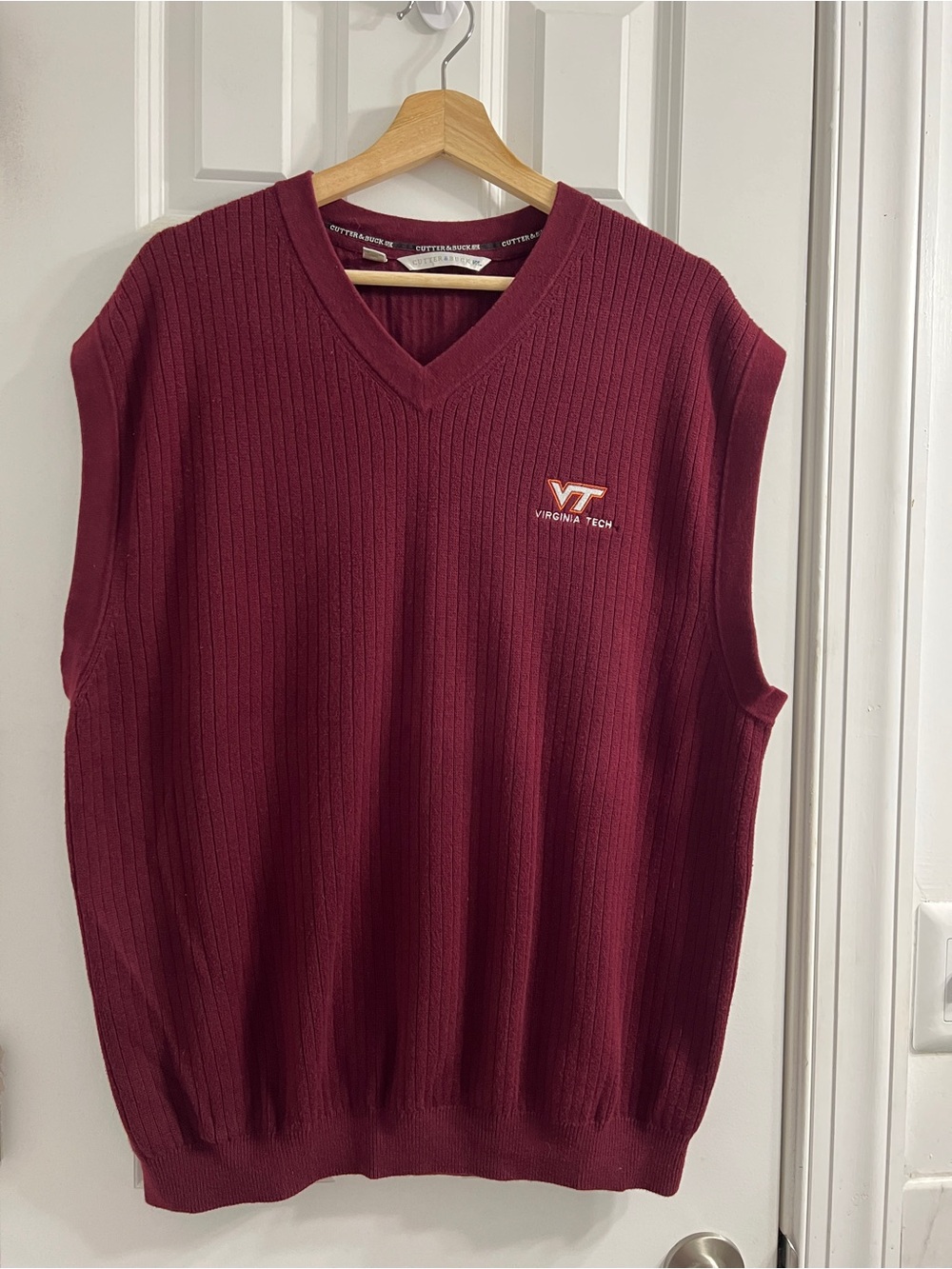 Virginia Tech VT Cutter & Buck Sweater Vest- Embroidered Logo XL